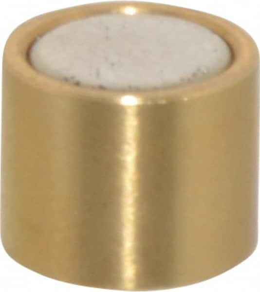 Mag-Mate - 5/16" Diam x 1/4" High, 1 Lb Average Pull Force, 2 Lb Max Pull Force, Neodymium Rare Earth Shielded Magnet - Brass Shield, 0.032" Shielding Wall Thickness - Americas Industrial Supply