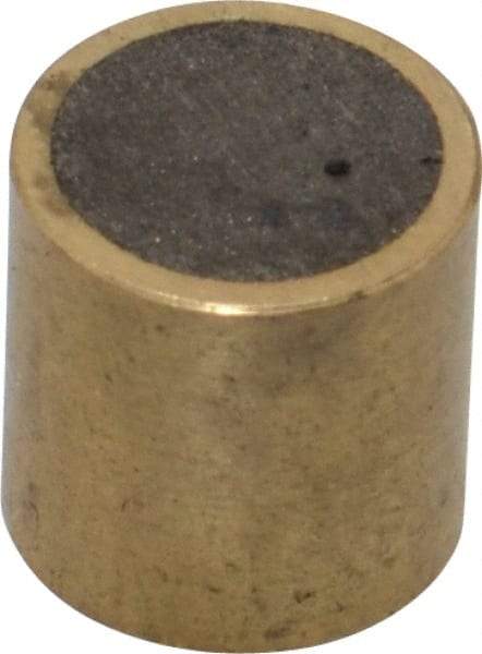 Mag-Mate - 3/8" Diam x 3/8" High, 2-1/2 Lb Average Pull Force, 5 Lb Max Pull Force, Neodymium Rare Earth Shielded Magnet - Brass Shield, 0.032" Shielding Wall Thickness - Americas Industrial Supply