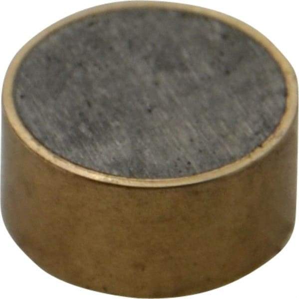 Mag-Mate - 3/4" Diam x 3/8" High, 6-1/2 Lb Average Pull Force, 13 Lb Max Pull Force, Neodymium Rare Earth Shielded Magnet - Brass Shield, 0.062" Shielding Wall Thickness - Americas Industrial Supply