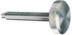 Morton Machine Works - M10x1.50 Knurled Shoulderless Dog Point Tip Grade 300 Stainless Steel Thumb Screw - 2-7/16" OAL, 1-1/4" Head Diam x 7/16" Head Height - Americas Industrial Supply