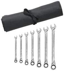 GearWrench - 7 Piece, 3/8" to 3/4", 12 Point Combination Wrench Set - Inch Measurement Standard, Full Polish Finish, Comes in Vinyl Pouch - Americas Industrial Supply