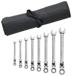 GearWrench - 8 Piece, 5/16" to 3/4", 12 Point Combination Wrench Set - Inch Measurement Standard, Chrome Finish, Comes in Vinyl Roll - Americas Industrial Supply