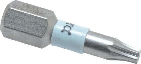 Wera - 1/4" Drive T10 Torx Screwdriver Bit - 1" OAL, Insert Bit - Americas Industrial Supply