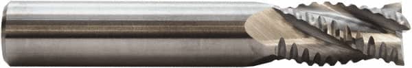 M.A. Ford - 5/8" Diam, 1-1/4" LOC, 4 Flute Solid Carbide Roughing Square End Mill - TiN Finish, 3-1/2" OAL, 5/8" Shank Diam, Single End, Centercutting, 30° Helix - Americas Industrial Supply