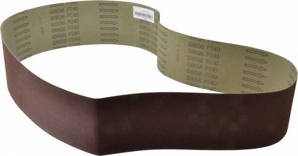 Tru-Maxx - 4" Wide x 54" OAL, 240 Grit, Aluminum Oxide Abrasive Belt - Aluminum Oxide, Very Fine, Coated, X Weighted Cloth Backing - Americas Industrial Supply
