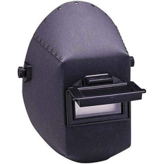 Jackson Safety - 4-1/4" Window Width x 2" Window Height, 10 Shade Fixed Shade Lens, Front Lift Welding Helmet - Black Vulcanized Fiber Green Lens - Americas Industrial Supply