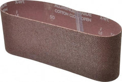 Norton - 4" Wide x 24" OAL, 50 Grit, Aluminum Oxide Abrasive Belt - Aluminum Oxide, Coarse, Coated, X Weighted Cloth Backing, Series R228 - Americas Industrial Supply