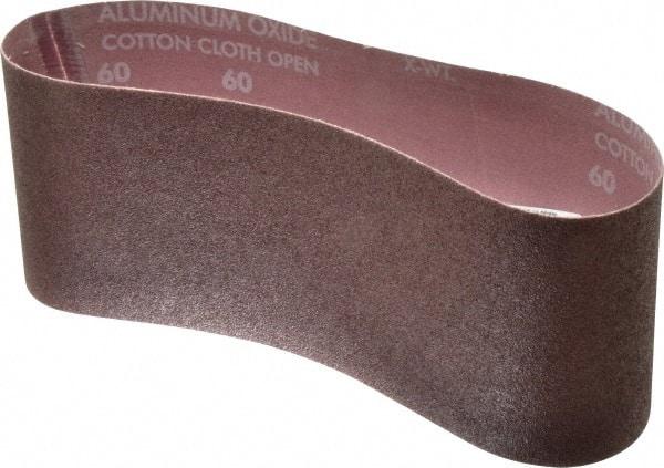 Norton - 4" Wide x 24" OAL, 60 Grit, Aluminum Oxide Abrasive Belt - Aluminum Oxide, Medium, Coated, X Weighted Cloth Backing, Series R228 - Americas Industrial Supply