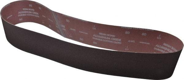 Norton - 4" Wide x 54" OAL, 80 Grit, Aluminum Oxide Abrasive Belt - Aluminum Oxide, Medium, Coated, X Weighted Cloth Backing, Series R228 - Americas Industrial Supply