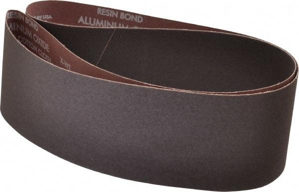 Norton - 4" Wide x 54" OAL, 100 Grit, Aluminum Oxide Abrasive Belt - Aluminum Oxide, Fine, Coated, X Weighted Cloth Backing, Series R228 - Americas Industrial Supply