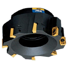 Iscar - 7 Inserts, 5" Cut Diam, 1-1/2" Arbor Diam, 0.56" Max Depth of Cut, Indexable Square-Shoulder Face Mill - 0/90° Lead Angle, 2.38" High, AD.. 150 Insert Compatibility, Series Heli2000 - Americas Industrial Supply