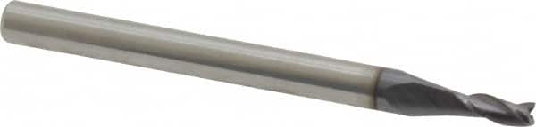 SGS - 3/32", 9/32" LOC, 1/8" Shank Diam, 1-1/2" OAL, 3 Flute, Solid Carbide Square End Mill - Single End, AlTiN Finish, Spiral Flute, 30° Helix, Centercutting, Right Hand Cut, Right Hand Flute, Series 5 - Americas Industrial Supply