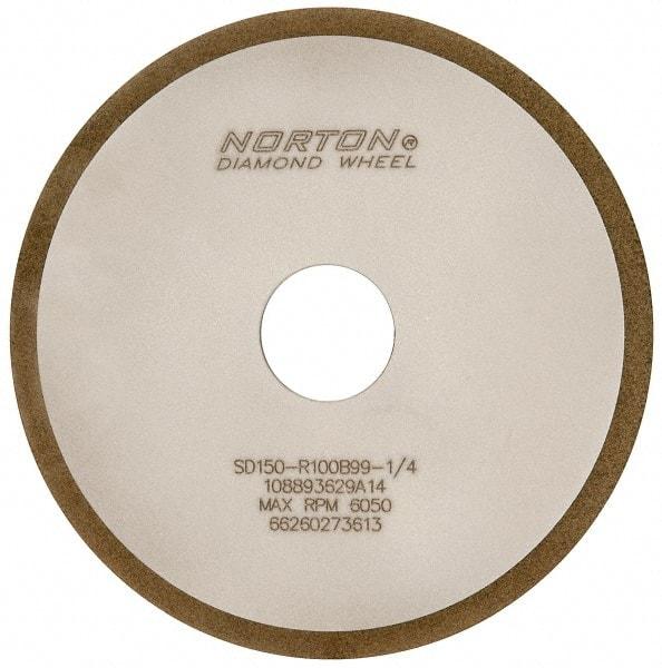 Norton - 6" Diam x 1-1/4" Hole x 1/8" Thick, 150 Grit Surface Grinding Wheel - Diamond, Type 1A1, Very Fine Grade, Resinoid Bond - Americas Industrial Supply