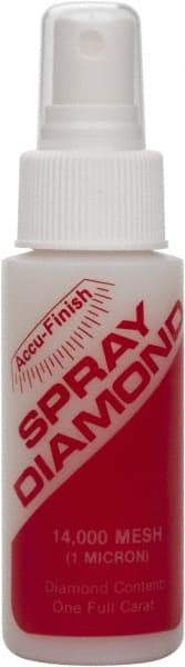 Accu-Finish - 2 oz Diamond Spray Compound - Grade Extra Fine, 14,000 Grit, Clear, Use on Cast Iron & Ceramic - Americas Industrial Supply