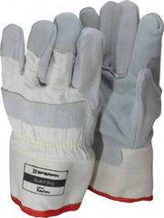 Honeywell - Size Universal (9), ANSI Cut Lvl 3, Abrasion Lvl 4, Leather Cut Resistant Gloves - Kevlar Lining, Safety Cuff, White/Gray, Paired - Americas Industrial Supply