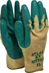 SHOWA - Size XL (10), ANSI Cut Lvl 3, Nitrile Coated Kevlar Cut Resistant Gloves - Palm & Fingers Coated, Knit Wrist, Yellow/Green, Paired - Americas Industrial Supply
