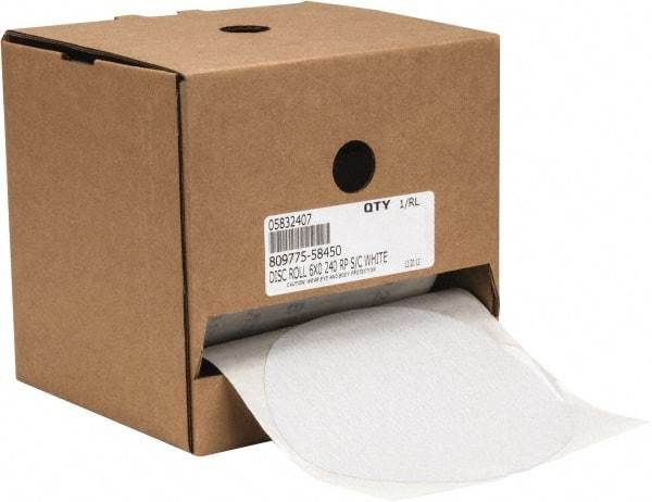 Made in USA - 6" Diam, 240 Grit Silicon Carbide Adhesive PSA Disc - Very Fine Grade, B Weighted Paper Backing, For Low Speed Dual-Action Sanders, Random Orbital Sanders - Americas Industrial Supply