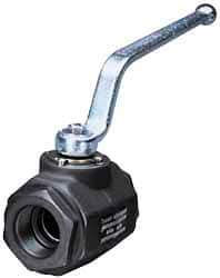 HYDAC - 1-1/4" Pipe, Carbon Steel Standard Ball Valve - 1 Piece, SAE x SAE Ends, Lever Handle, 5,000 WOG - Americas Industrial Supply