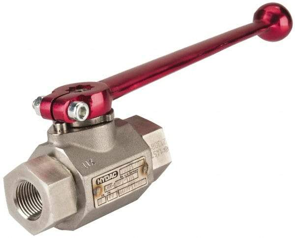 HYDAC - 3/8" Pipe, Stainless Steel Standard Ball Valve - 1 Piece, FNPT x FNPT Ends, Lever Handle, 7,250 WOG - Americas Industrial Supply