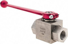HYDAC - 1/2" Pipe, Stainless Steel Standard Ball Valve - 1 Piece, FNPT x FNPT Ends, Lever Handle, 5,800 WOG - Americas Industrial Supply