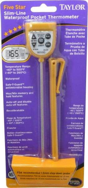 Taylor - -58 to 500°F Pocket Digital Thermometer - LCD Display, 1.5 Volts - Americas Industrial Supply