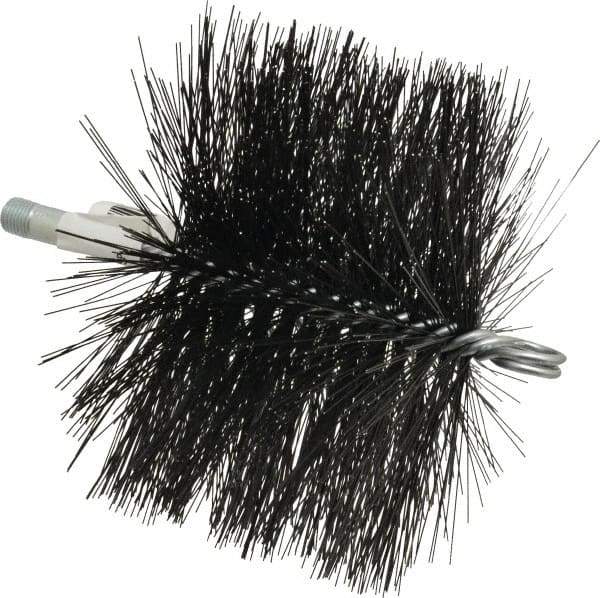 Schaefer Brush - 4-1/2" Brush Length, 6-1/2" Diam, Double Stem, Double Spiral Tube Brush - 7-1/2" Long, Tempered Steel Wire, 1/4" NPT Male Connection - Americas Industrial Supply