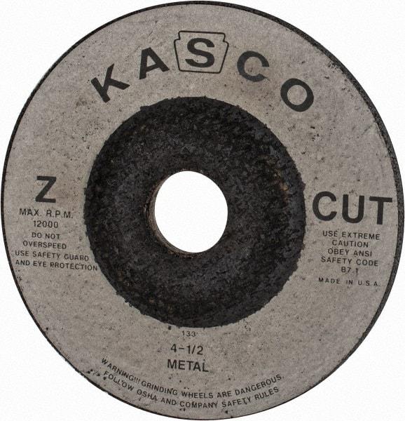 Made in USA - 4-1/2" Wheel Diam, 1/4" Wheel Thickness, 7/8" Arbor Hole, Type 27 Depressed Center Wheel - Zirconia Alumina, 12,000 Max RPM, Compatible with Angle Grinder - Americas Industrial Supply