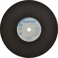 Norton - 10" 36 Grit Aluminum Oxide Cutoff Wheel - 3/32" Thick, 5/8" Arbor, 6,110 Max RPM, Use with Stationary Tools - Americas Industrial Supply
