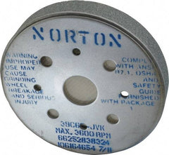 Norton - 6" Diam, 4" Hole Size, 1" Overall Thickness, 60 Grit, Type 2 Tool & Cutter Grinding Wheel - Medium Grade, Silicon Carbide, J Hardness, Vitrified Bond, 3,600 RPM - Americas Industrial Supply