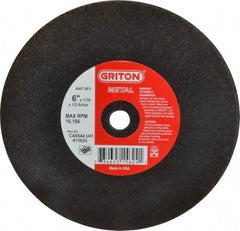 Made in USA - 6" 46 Grit Aluminum Oxide Cutoff Wheel - 1/16" Thick, 1/2" Arbor, 10,186 Max RPM, Use with Circular Saws - Americas Industrial Supply