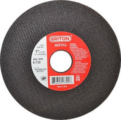 Value Collection - 7" 60 Grit Aluminum Oxide Cutoff Wheel - 1/32" Thick, 1-1/4" Arbor, 8,732 Max RPM, Use with Stationary Tools - Americas Industrial Supply