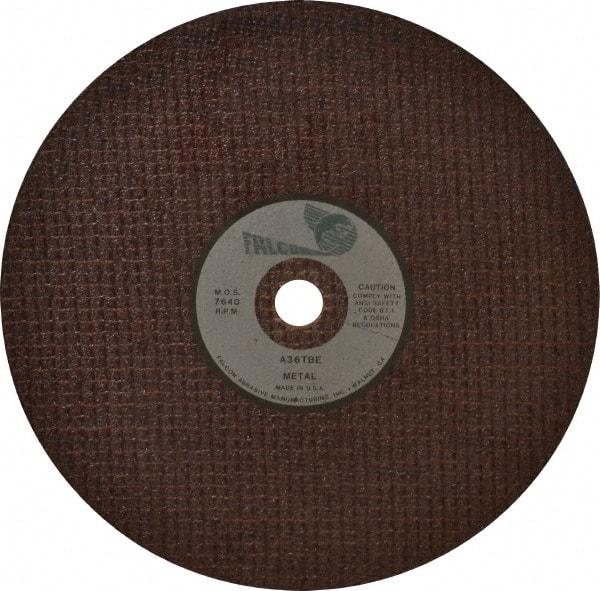Made in USA - 8" 36 Grit Aluminum Oxide Cutoff Wheel - 1/8" Thick, 5/8" Arbor, 8,000 Max RPM, Use with Chop Saws - Americas Industrial Supply