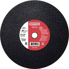 Made in USA - 20" 36 Grit Aluminum Oxide Cutoff Wheel - 5/32" Thick, 1" Arbor, 2,710 Max RPM, Use with Stationary Tools - Americas Industrial Supply