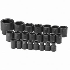 SK - 1/2" Drive Standard Impact Socket Set - 10 to 46mm, Metric Measurement Standard - Americas Industrial Supply
