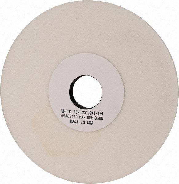 Grier Abrasives - 7" Diam x 1-1/4" Hole x 1/2" Thick, H Hardness, 46 Grit Surface Grinding Wheel - Aluminum Oxide, Type 1, Coarse Grade, 3,600 Max RPM, Vitrified Bond, No Recess - Americas Industrial Supply