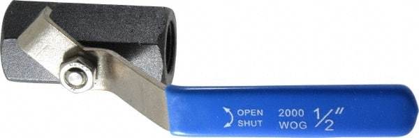 Midwest Control - 1/2" Pipe, Carbon Steel Standard Ball Valve - 1 Piece, Inline - One Way Flow, FNPT x FNPT Ends, Lever Handle, 1,000 WOG - Americas Industrial Supply