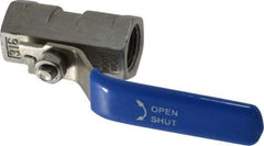 Midwest Control - 3/8" Pipe, Standard Port, Stainless Steel Standard Ball Valve - 1 Piece, Inline - One Way Flow, FNPT x FNPT Ends, Lever Handle, 1,000 WOG - Americas Industrial Supply