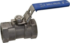 Value Collection - 3/4" Pipe, Standard Port, Stainless Steel Standard Ball Valve - 1 Piece, Inline - One Way Flow, FNPT x FNPT Ends, Lever Handle, 400 WOG - Americas Industrial Supply