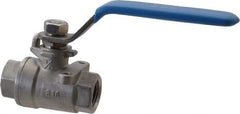 Midwest Control - 3/8" Pipe, Stainless Steel Standard Ball Valve - 2 Piece, Inline - One Way Flow, FNPT x FNPT Ends, Lever Handle, 1,000 WOG, 150 WSP - Americas Industrial Supply