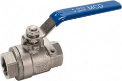 Midwest Control - 3/4" Pipe, Stainless Steel Standard Ball Valve - 2 Piece, Inline - One Way Flow, FNPT x FNPT Ends, Lever Handle, 1,000 WOG, 150 WSP - Americas Industrial Supply