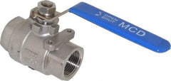 Midwest Control - 1" Pipe, Stainless Steel Standard Ball Valve - 2 Piece, Inline - One Way Flow, FNPT x FNPT Ends, Lever Handle, 1,000 WOG, 150 WSP - Americas Industrial Supply