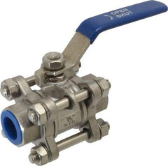 Midwest Control - 1/2" Pipe, Full Port, Stainless Steel Standard Ball Valve - 3 Piece, Inline - One Way Flow, FNPT x FNPT Ends, Lever Handle - Americas Industrial Supply