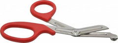 Clauss - 2-1/2" LOC, 7-1/4" OAL Stainless Steel High Leverage Shears - Ambidextrous, Serrated, Plastic Offset Handle, For General Purpose Use - Americas Industrial Supply