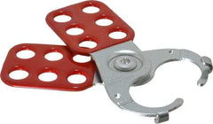 American Lock - Single Jaw, 1" Jaw Diam, 6 PadLocks, Steel Lockout Hasp - Scissor Action, 4-1/2" Long, Red - Americas Industrial Supply