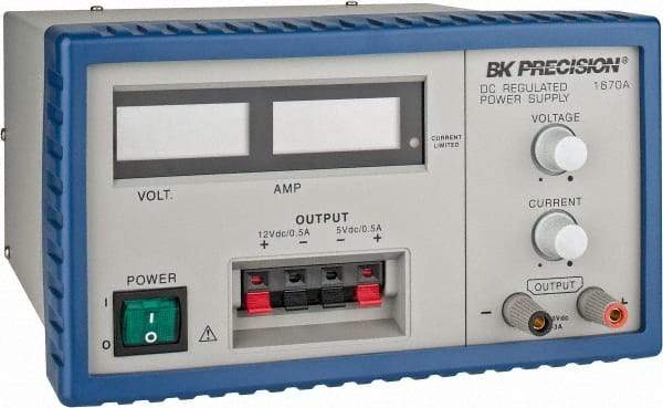 B&K Precision - 165 Watt, 0 to 3 Amp, 0 to 30V, 12V, 5V Output, Power Supply - 3 Outputs, 8-1/2 Inch Wide x 9-1/2 Inch Deep x 4.9 Inch High, 32 to 104°F, 3 Digit, LCD Display - Americas Industrial Supply