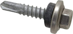 Buildex - #12-14, Hex Washer Head, Hex Drive, 1" Length Under Head, #2 Point, Self Drilling Screw - Stainless Steel Head, Steel Body - Americas Industrial Supply