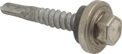 Buildex - #12-14, Hex Washer Head, Hex Drive, 1-1/4" Length Under Head, #2 Point, Self Drilling Screw - Stainless Steel Head, Steel Body - Americas Industrial Supply