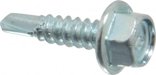 Buildex - #10, Hex Washer Head, Hex Drive, 3/4" Length Under Head, #3 Point, Self Drilling Screw - Steel - Americas Industrial Supply