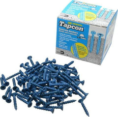 Made in USA - 3/16" Diam, 1-1/4" OAL, Phillips Drive, Concrete Screw & Masonry Fastener - Steel, Blue Climaseal Finish, Includes Drill Bit - Americas Industrial Supply