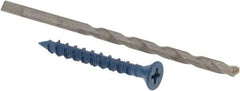 Made in USA - 3/16" Diam, 1-3/4" OAL, Phillips Drive, Concrete Screw & Masonry Fastener - Steel, Blue Climaseal Finish, Includes Drill Bit - Americas Industrial Supply
